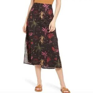 Marine Layer Ryan Skirt Side Slit A-Line Midi Slip Beach Wizard Print Size 12